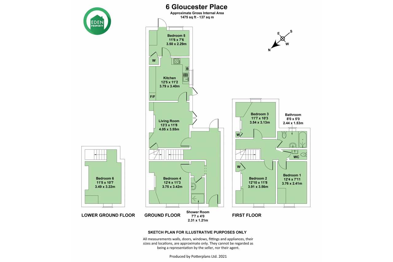 Multi-level residential floor plan showing rooms, measurements, stairs and doors.