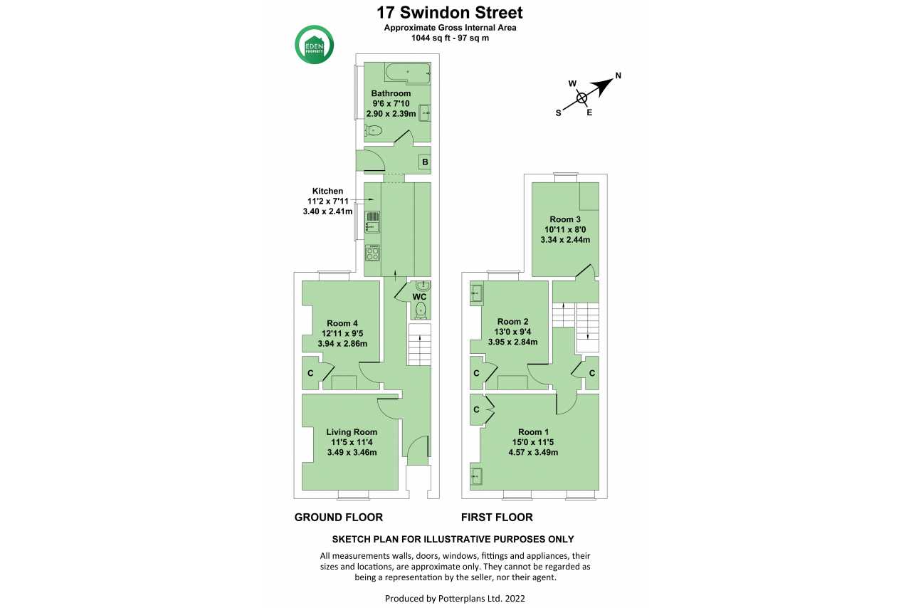 Floor plan showing rooms and layout across ground and first floors.